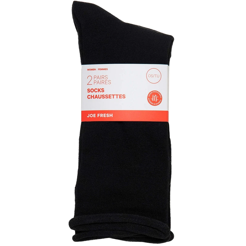 Women roll top crew , Blk