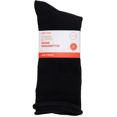 Women roll top crew , Blk
