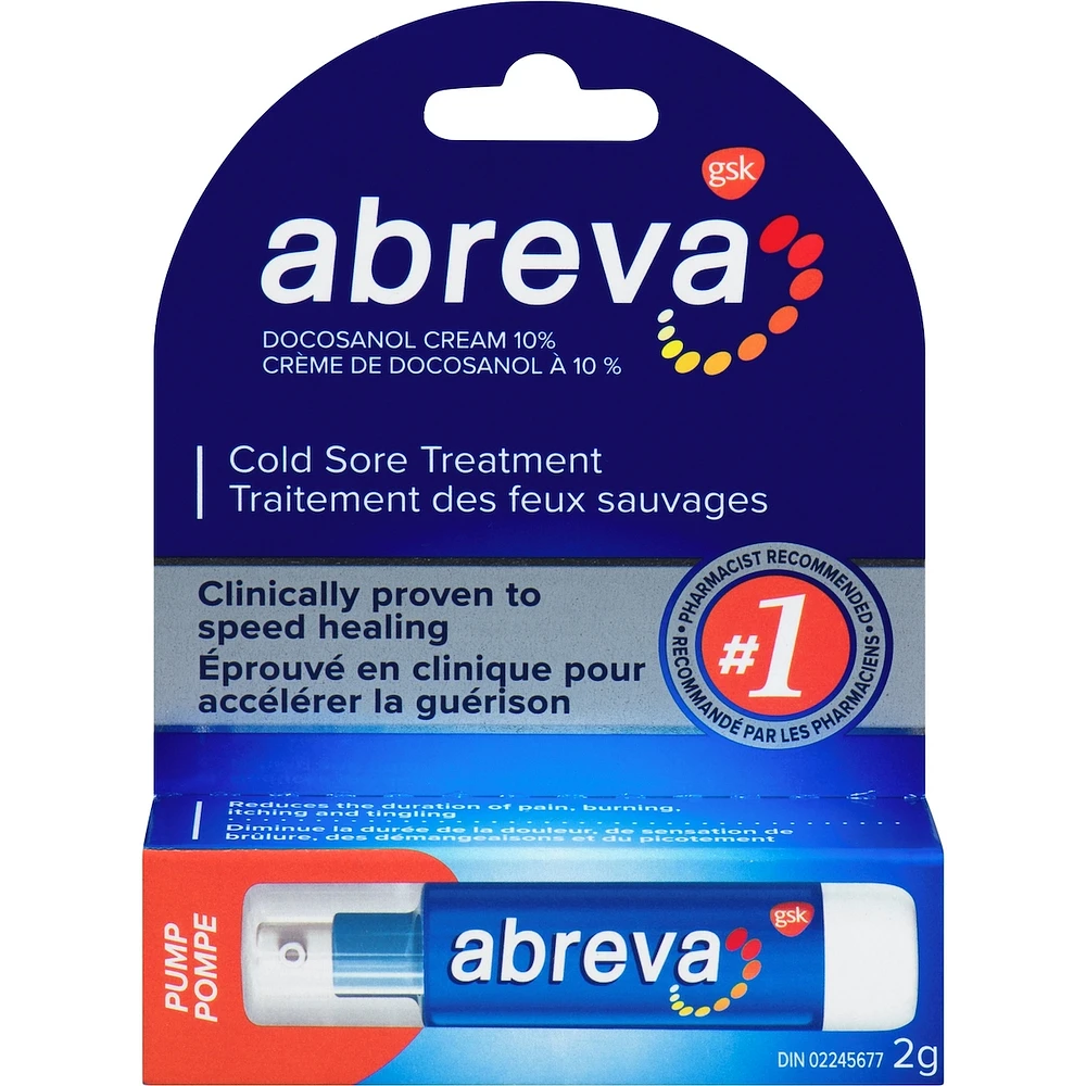 Abreva Cold Sore Treatment Cream Pump 2g