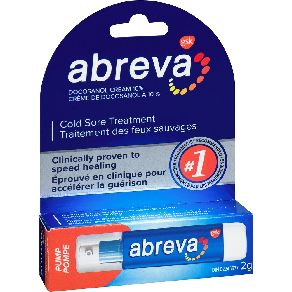 Abreva Cold Sore Treatment Cream Pump 2g