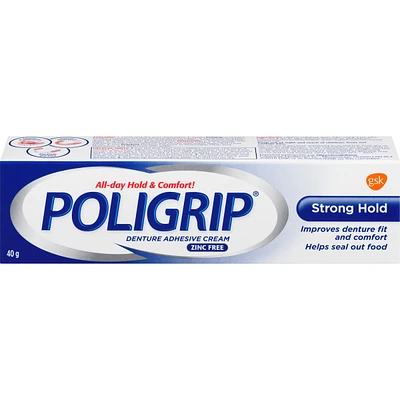 Poligrip Strong Hold Denture Adhesive Cream, 40g