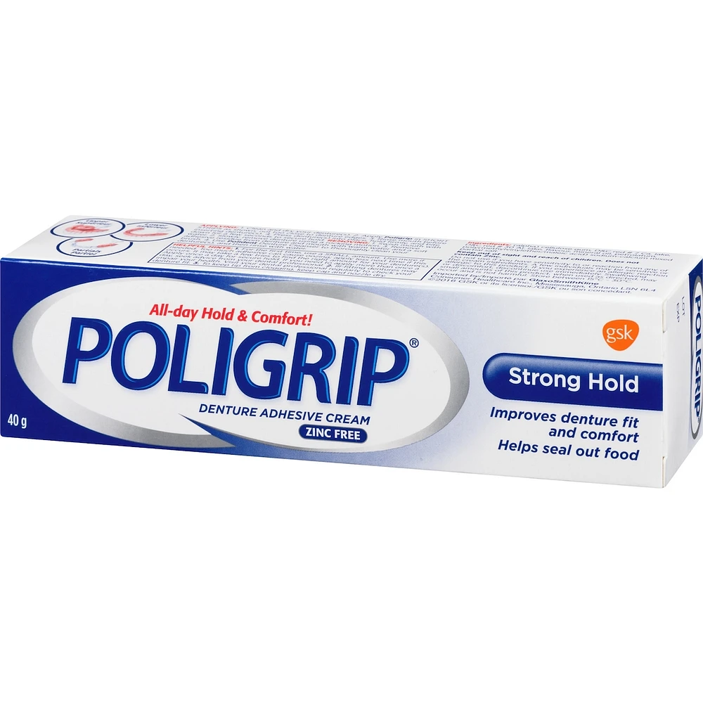Poligrip Strong Hold Denture Adhesive Cream, 40g