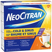 Neocitran Extra Strength Cold & Sinus Apple Cinnamon flavour hot liquid 10 pack