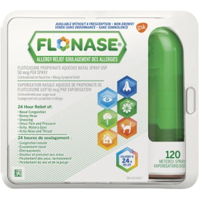Vaporisateur nasal contre les allergies Flonase, 24 h de soulagement tout-en-un des allergies, sans somnolence, 120 vaporisations