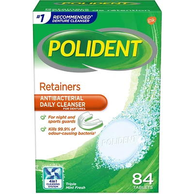 Polident for Retainers Daily Cleanser Triple Mint Fresh 84 tablets