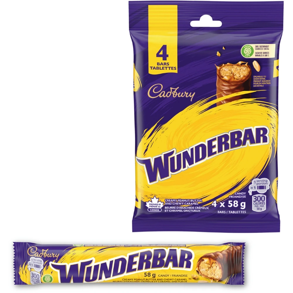 Wunderbar, Chocolatey Candy Bars, Multipack, Pack of 4
