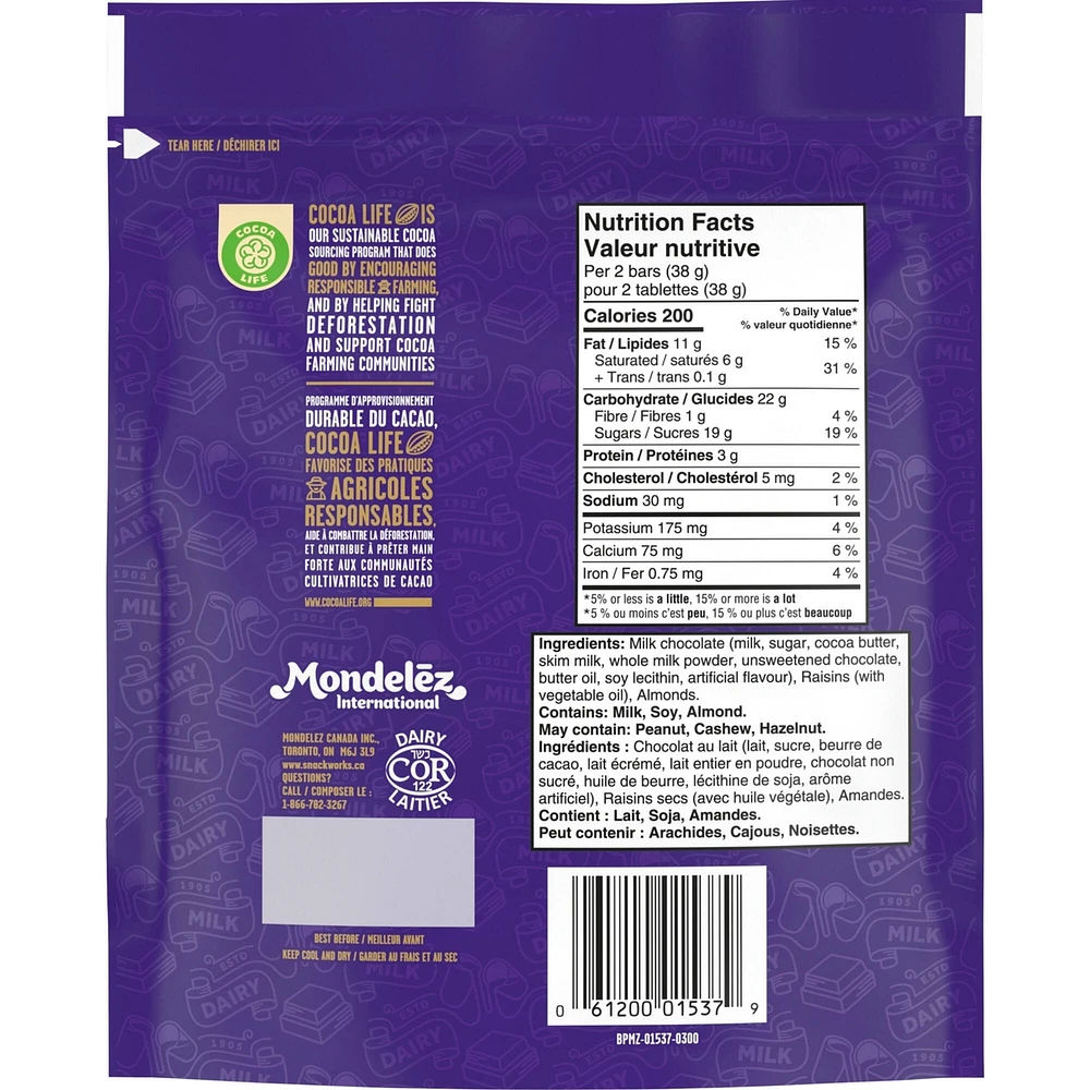 Dairy Milk Milk Chocolate, Raisins And Chopped Almonds Fruit & Nut