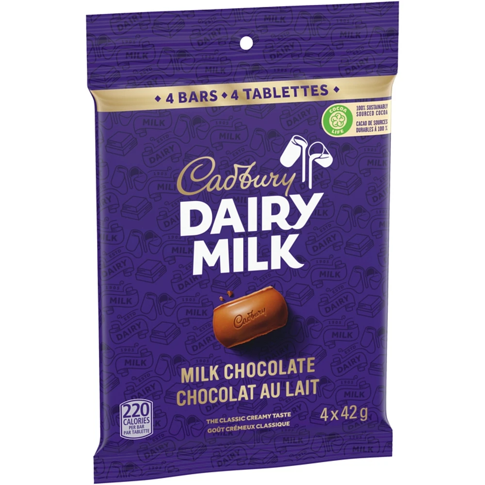 Dairy Milk, Milk Chocolate, The Classic Creamy Taste, Chocolate Bars, Multipack, Pack of 4