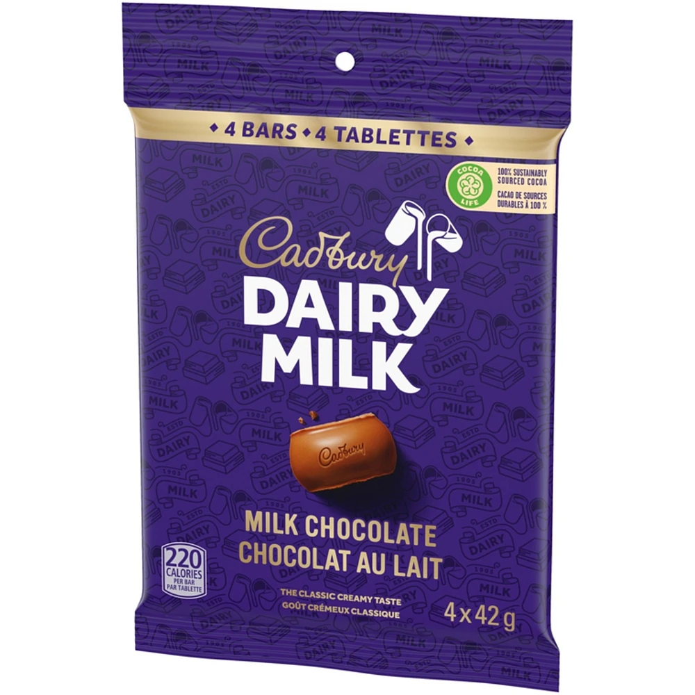 Dairy Milk, Milk Chocolate, The Classic Creamy Taste, Chocolate Bars, Multipack, Pack of 4