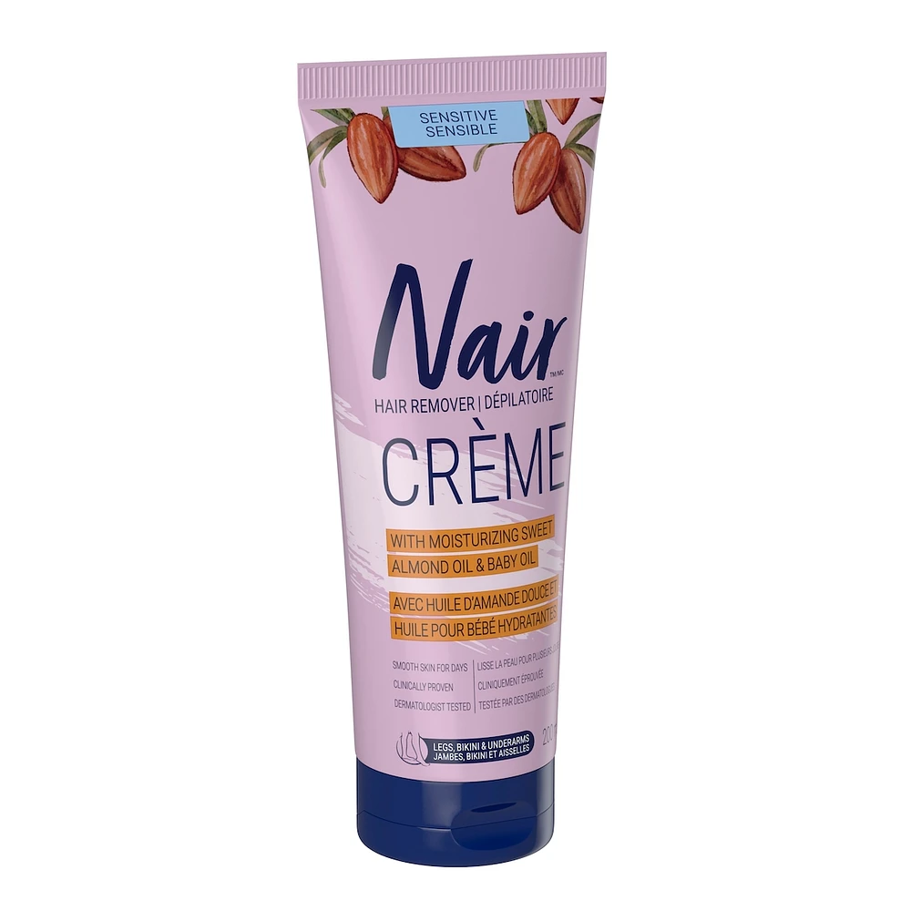 Crème dépilatoire formule douce avec de l’huile d’amande douce et de l’huile pour bébé