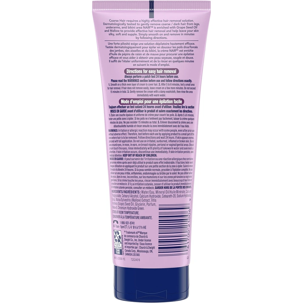 Hair Removal Crème for Coarse Hair with Grape Seed Oil