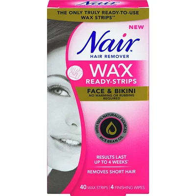 Wax Ready-Strips for Face and Bikini with 100% Naturally Sourced Rice Bran Oil