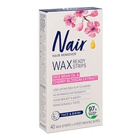 Bandes de cire prêtes à utiliser pour le visage et le bikini avec de l’huile de son de riz de source 100 % naturelle
