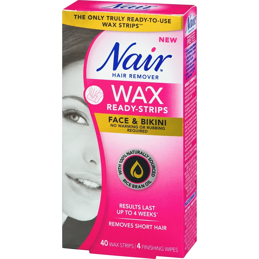 Wax Ready-Strips for Face and Bikini with 100% Naturally Sourced Rice Bran Oil