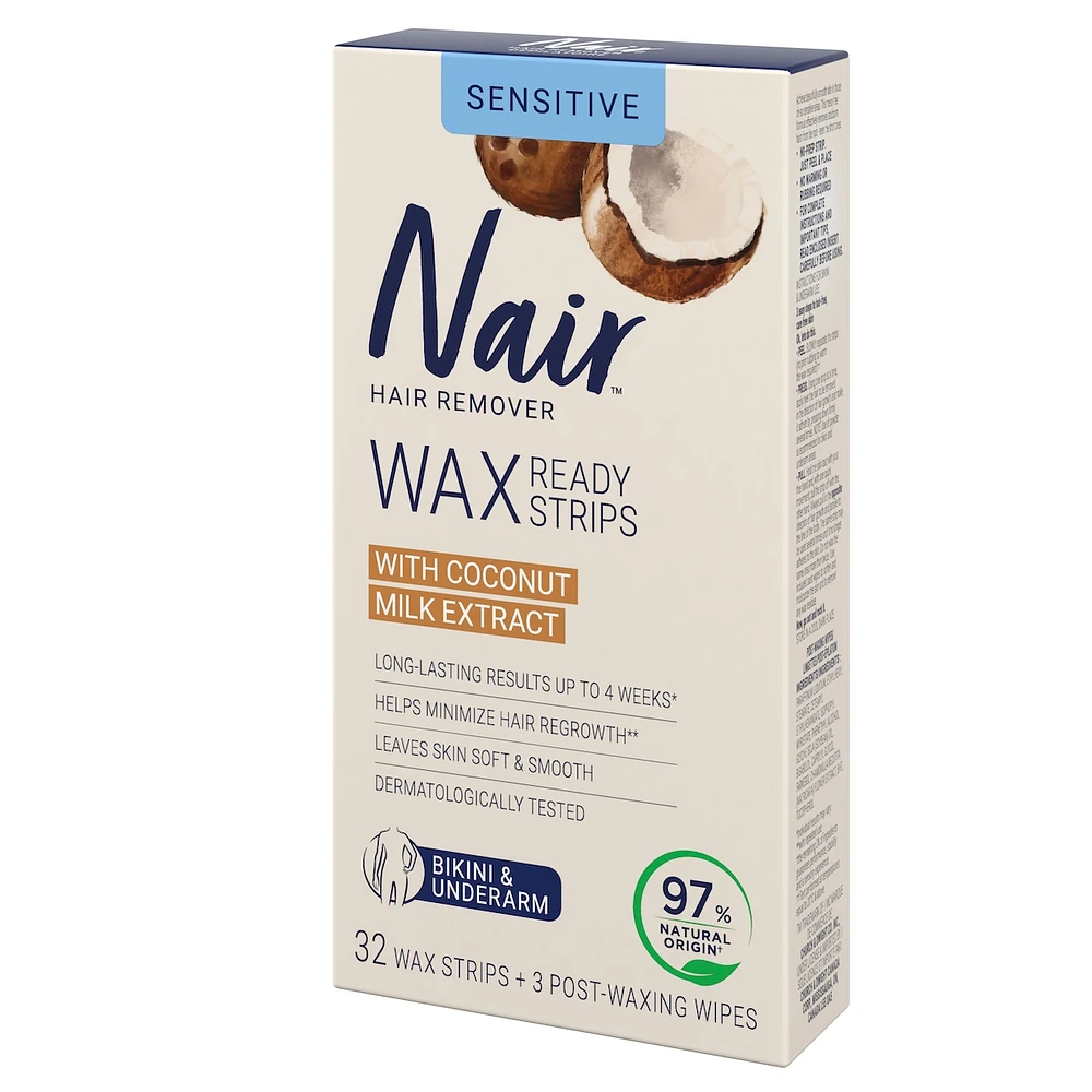Bandes de cire prêtes à utiliser pour le bikini et les aisselles avec de l’extrait d’huile de lait de noix de coco