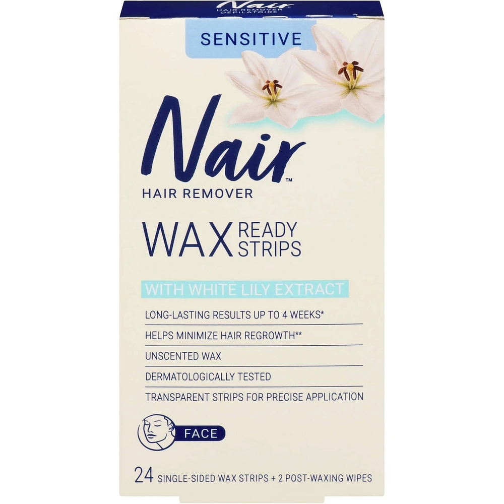 Wax Ready-Strips for Face, Unscented for Sensitive Skin with White Lily