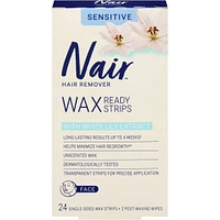 Wax Ready-Strips for Face, Unscented for Sensitive Skin with White Lily