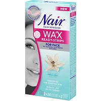 Wax Ready-Strips for Face, Unscented for Sensitive Skin with White Lily