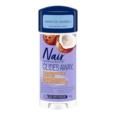 Glides Away Sensitive Formula Hair Remover for Bikini, Arms and Underarms with 100% Natural Coconut Oil plus Vitamin E