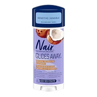 Dépilatoire Glides Away formule sensible pour le bikini, les bras et les aisselles avec de l’huile de noix de coco naturelle à 100 % plus de la vitamine E