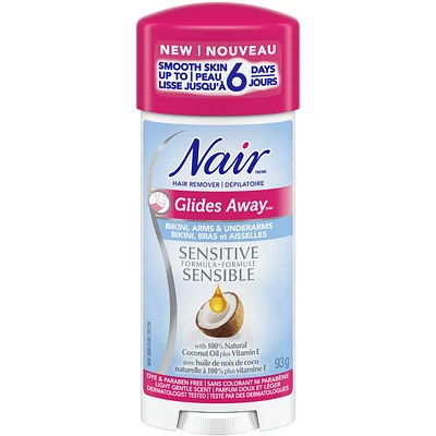 Glides Away Sensitive Formula Hair Remover for Bikini, Arms and Underarms with 100% Natural Coconut Oil plus Vitamin E