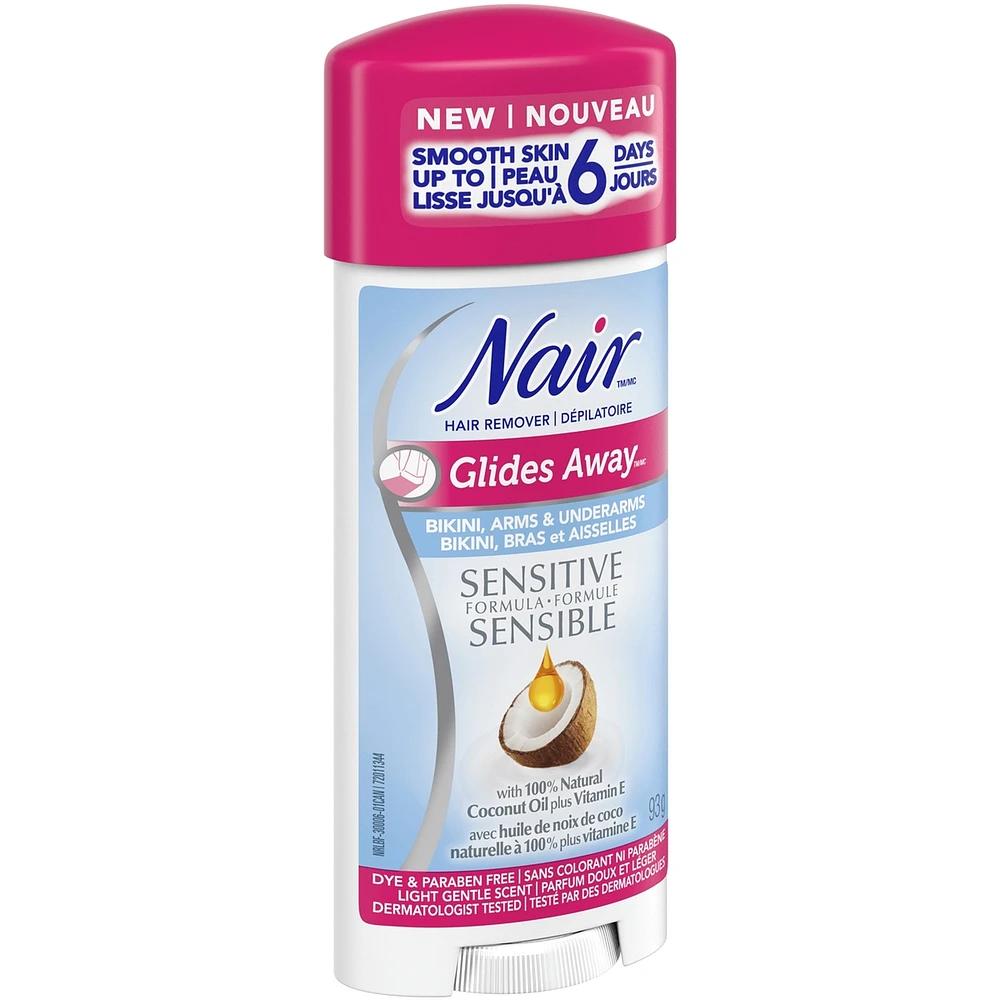 Glides Away Sensitive Formula Hair Remover for Bikini, Arms and Underarms with 100% Natural Coconut Oil plus Vitamin E