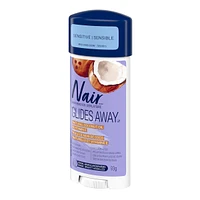 Dépilatoire Glides Away formule sensible pour le bikini, les bras et les aisselles avec de l’huile de noix de coco naturelle à 100 % plus de la vitamine E