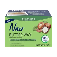 Beurre de cire Nair pour les jambes, formule non parfumée avec seulement 5 ingrédients, 150 g