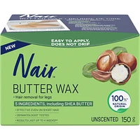 Nair Butter Wax for Legs, Unscented formula with Just 5 Ingredients, 150g