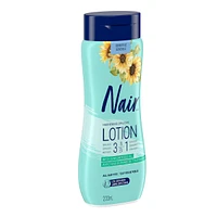 Nair 3-in-1 Hair Removal Lotion for Sensitive Skin with Sunflower Seed Oil and Green Tea Extract, 233 mL