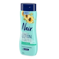 Nair 3-in-1 Hair Removal Lotion for Sensitive Skin with Sunflower Seed Oil and Green Tea Extract, 233 mL