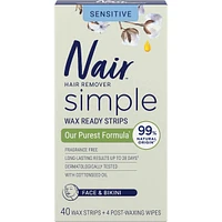 Nair Simple Wax Ready Strips with Cottonseed Oil Face & Bikini
