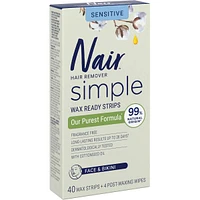 Nair Simple Wax Ready Strips with Cottonseed Oil Face & Bikini