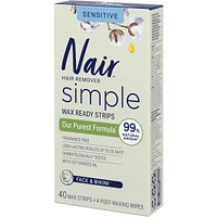 Nair Simple Wax Ready Strips with Cottonseed Oil Face & Bikini