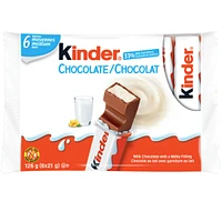 CHOCOLATE/CHOCOLAT bar, Milk Chocolate Candy bar with a Milky Filling, 6-Pack, Individually Wrapped bars