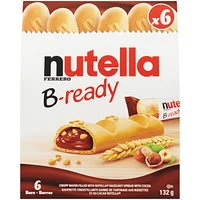 B-READY, Snack Bars, Crunchy wafer filled with delicious NUTELLA, 6 bars per pack
