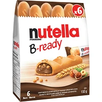 B-READY, Snack Bars, Crunchy wafer filled with delicious NUTELLA, 6 bars per pack
