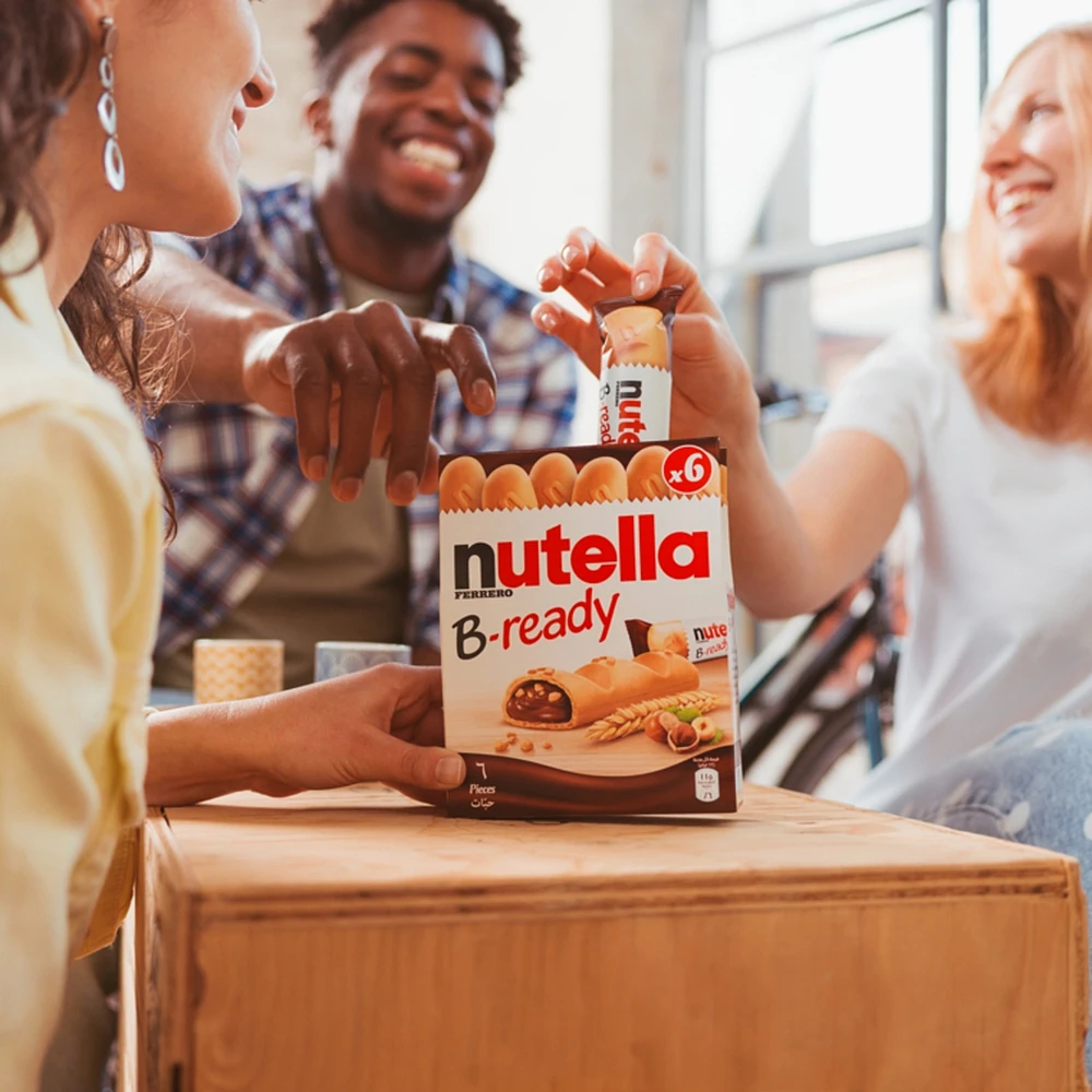 B-READY, Snack Bars, Crunchy wafer filled with delicious NUTELLA, 6 bars per pack