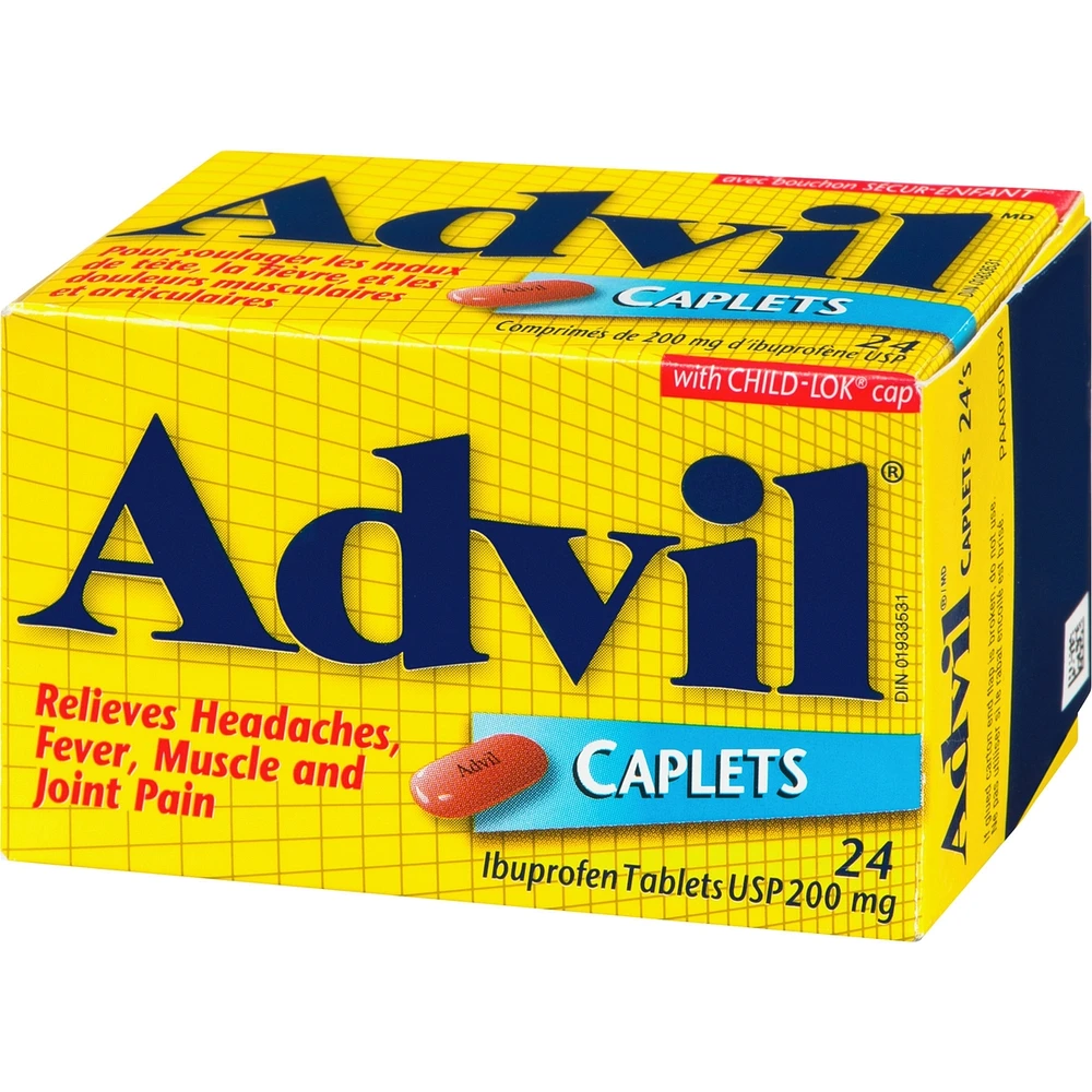 Advil Regular Strength Ibuprofen Caplets for Headaches and Pain Relief, 200 mg