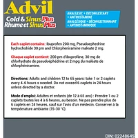 Cold & Sinus Plus Analgesic + Decongestant + Antihistamine 40 Caplets