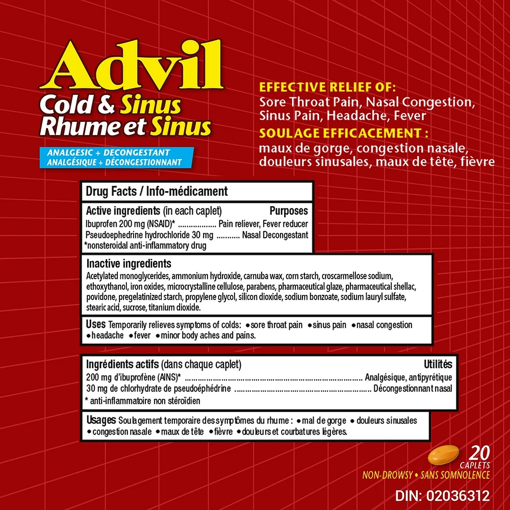 Cold & Sinus Analgesic + Decongestant 20 Caplets