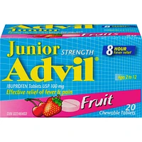 Junior Strength Advil Pain Reliever and Fever Reducer Ibuprofen Chewable Tablets, Fruit