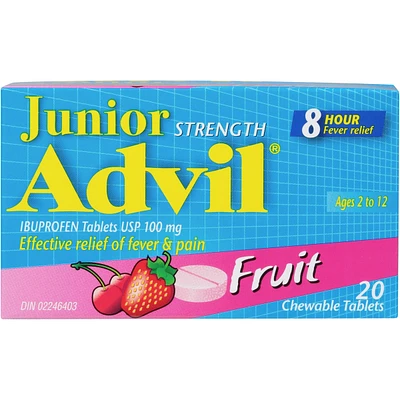 Junior Strength Advil Pain Reliever and Fever Reducer Ibuprofen Chewable Tablets, Fruit