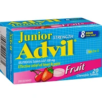 Junior Strength Advil Pain Reliever and Fever Reducer Ibuprofen Chewable Tablets, Fruit