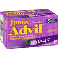 Junior Strength Advil Pain Reliever and Fever Reducer Ibuprofen Chewable Tablets, Grape