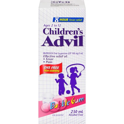 Advil pour Enfants Suspension, Sans Colorant, Gomme à bulles