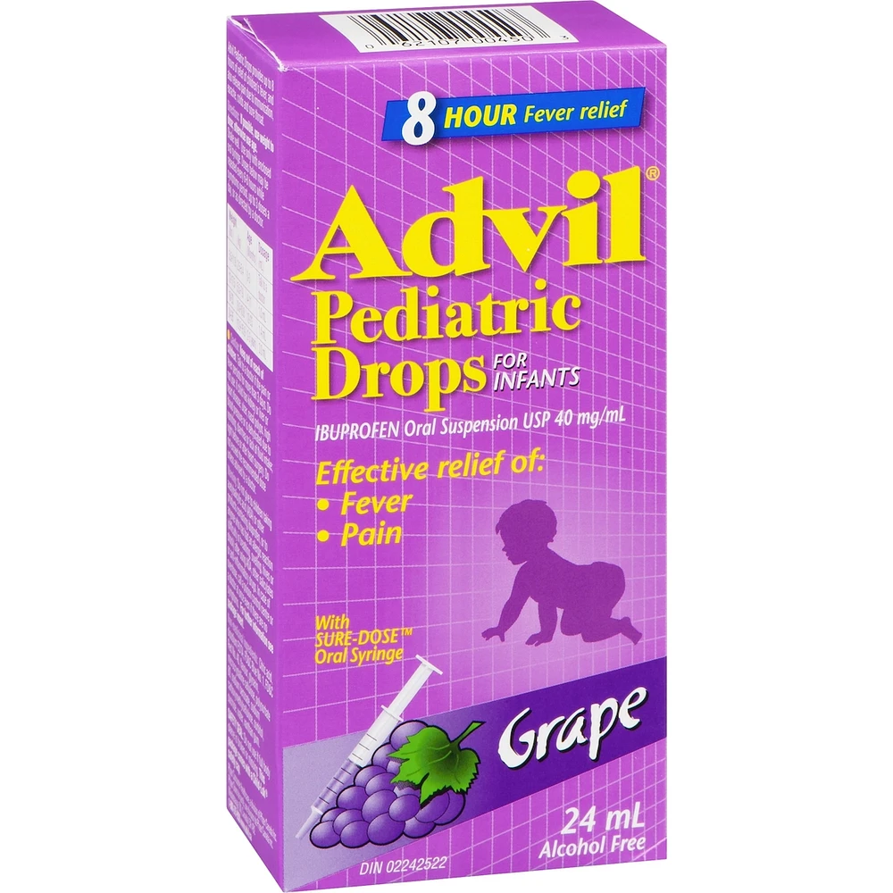 Advil Pediatric Drops for Infants for Fever and Pain Relief, Grape, 24 mL