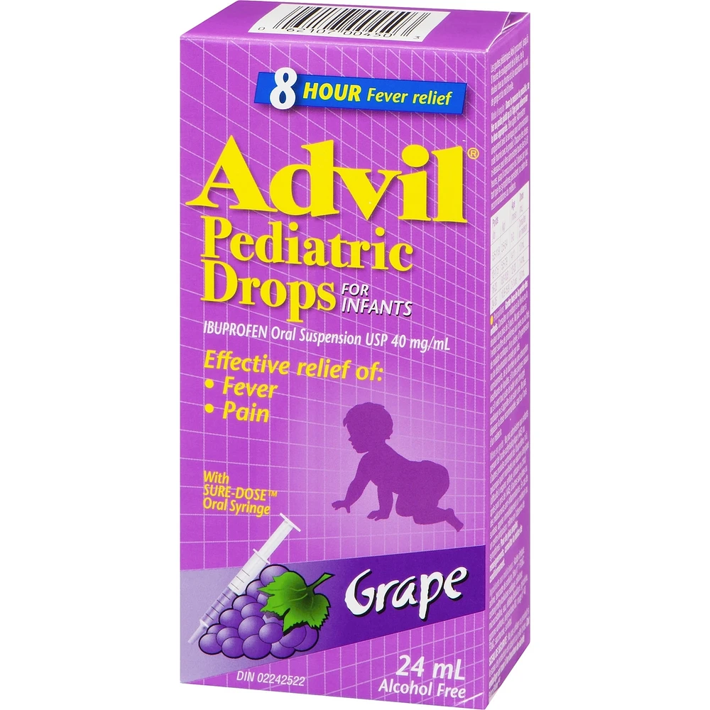 Advil Pediatric Drops for Infants for Fever and Pain Relief, Grape, 24 mL