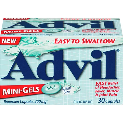 Advil Regular Strength Mini-Gels Ibuprofen Capsules for Headaches and Pain Relief, 200 mg