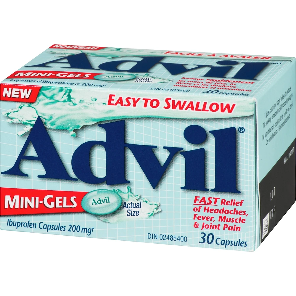 Advil Regular Strength Mini-Gels Ibuprofen Capsules for Headaches and Pain Relief, 200 mg